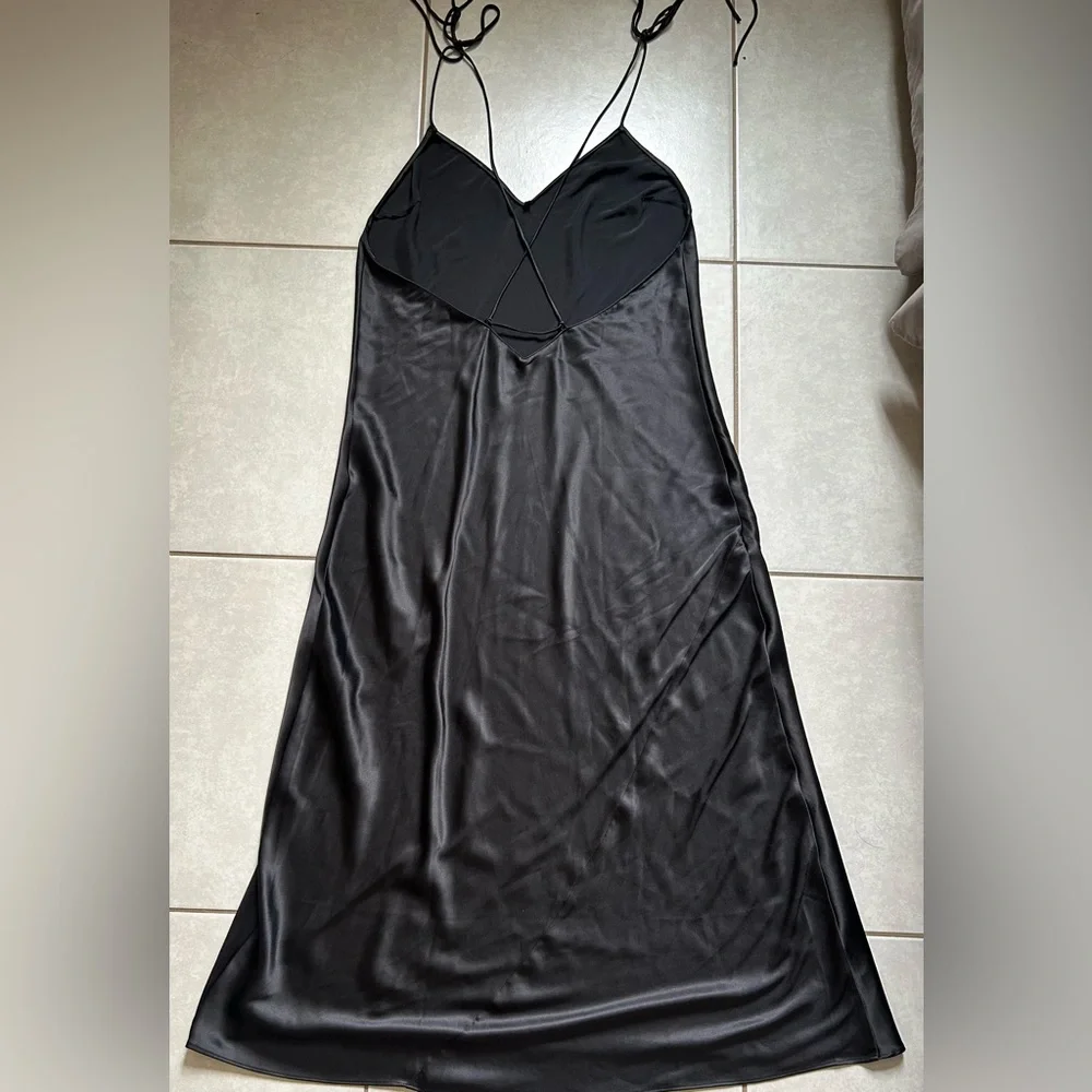 Victorias Secret Black Maxi Slip Dress Satin - Picture 7 of 8